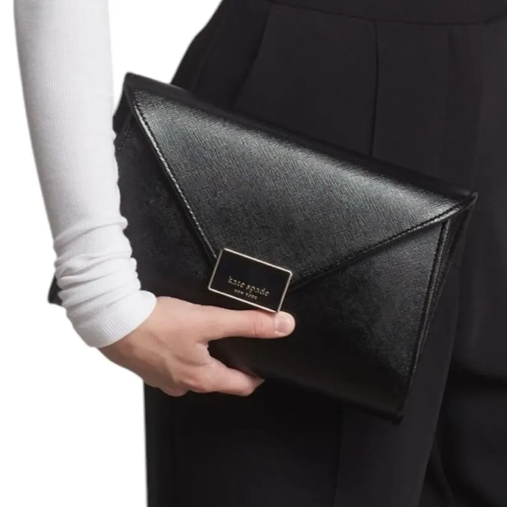 Kate Spade New York Anna Medium Envelope Leather Convertible Clutch - Picture 2 of 6